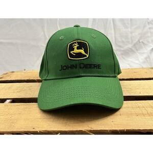 John Deere Green Adjustable Hat Cap Embroidered Logo Adult OSFM Farm Workwear